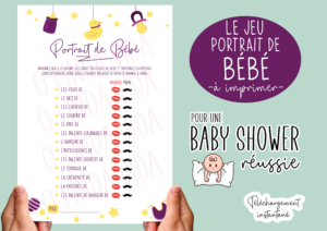 Jeu baby shower - Portrait de Bébé - Fête naissance enfant activité