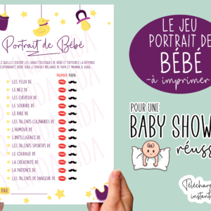 Jeu baby shower - Portrait de Bébé - Fête naissance enfant activité