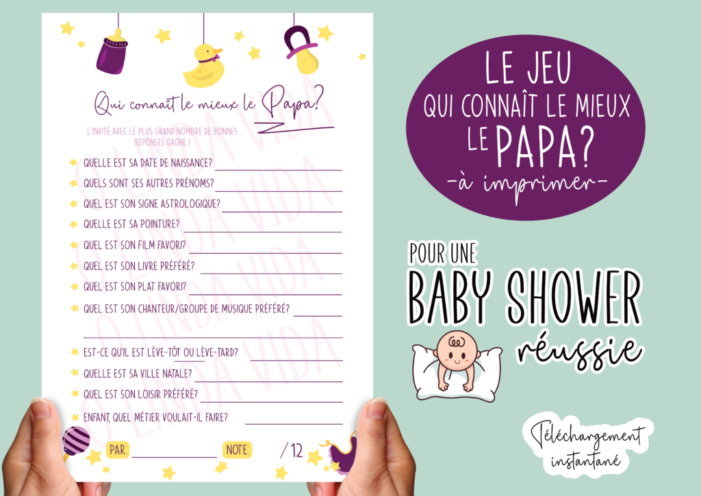 Jeu-baby-shower-Qui-connait-le-mieux le Papa - Fête naissance bébé