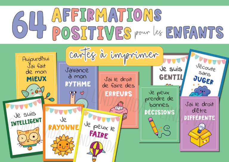 Affirmations positives pour enfants - garçon fille - estime de soi confiance en soi gratitude joie de vivre PLANCHE 1_1_1