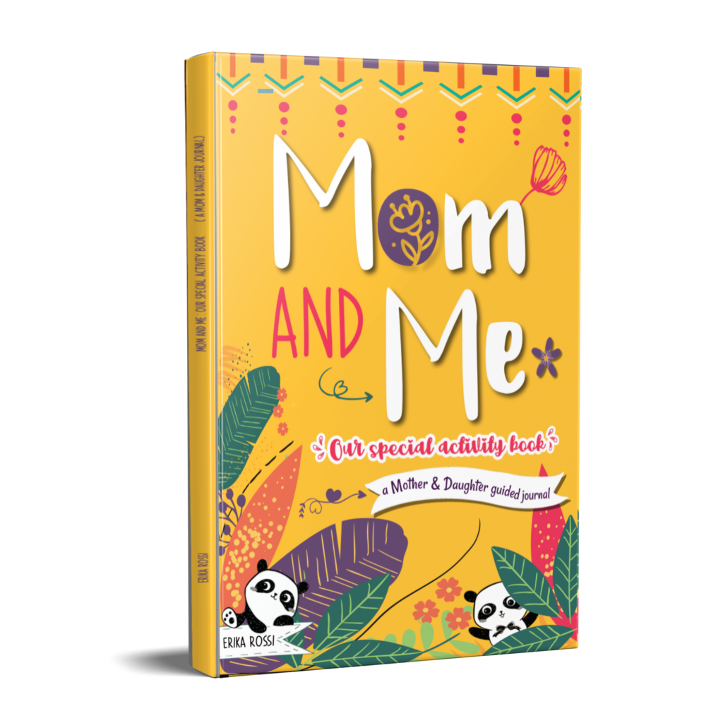 Cover of the Mom and Me Guided Journal, a keepsake memory book for mothers and children to share stories, strengthen their bond, and create lasting memories together.